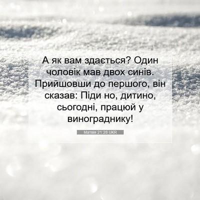 Picture 07 - Матвія 21:28 UKR - А як вам здається? Один - Bible Verse Picture