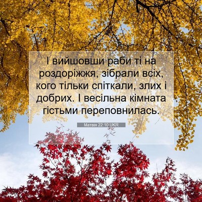 Picture 07 - Матвія 22:10 UKR - І вийшовши раби ті на - Bible Verse Picture