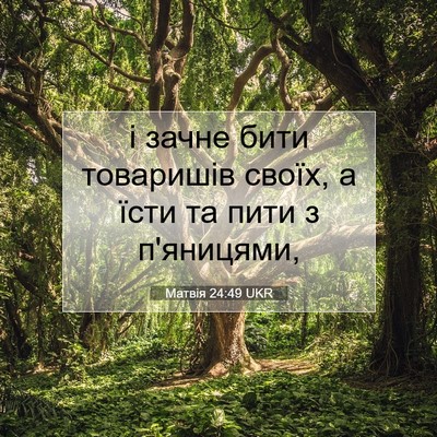 Picture 07 - Матвія 24:49 UKR - і зачне бити товаришів - Bible Verse Picture