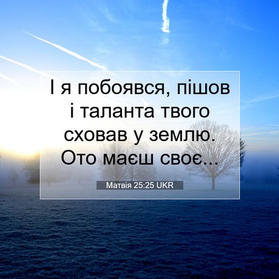 Picture 07 - Матвія 25:25 UKR - І я побоявся, пішов і - Bible Verse Picture