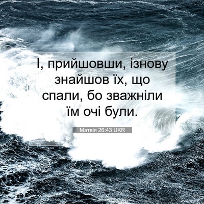 Picture 07 - Матвія 26:43 UKR - І, прийшовши, ізнову - Bible Verse Picture