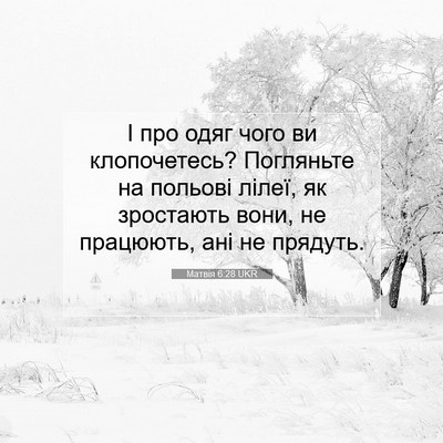 Picture 07 - Матвія 6:28 UKR - І про одяг чого ви - Bible Verse Picture
