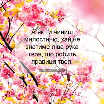 Picture 07 - Матвія 6:3 UKR - А як ти чиниш милостиню, - Bible Verse Picture