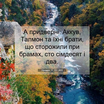 Picture 07 - Неемія 11:19 UKR - А придверні: Аккув, Талмон - Bible Verse Picture