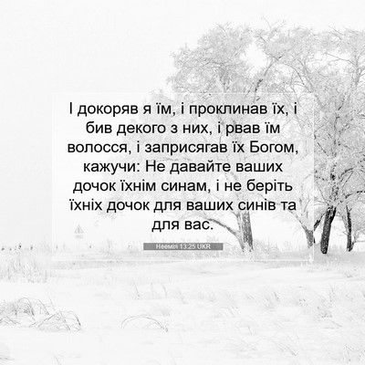 Picture 07 - Неемія 13:25 UKR - І докоряв я їм, і проклинав - Bible Verse Picture
