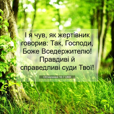 Picture 07 - Об'явлення 16:7 UKR - І я чув, як жертівник - Bible Verse Picture