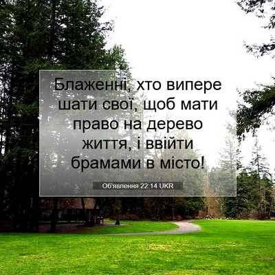 Picture 07 - Об'явлення 22:14 UKR - Блаженні, хто випере шати - Bible Verse Picture