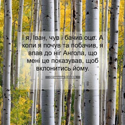 Picture 07 - Об'явлення 22:8 UKR - І я, Іван, чув і бачив оце. А - Bible Verse Picture