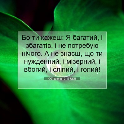 Picture 07 - Об'явлення 3:17 UKR - Бо ти кажеш: Я багатий, і - Bible Verse Picture