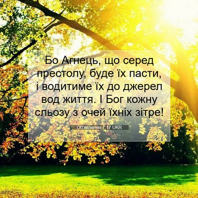 Picture 07 - Об'явлення 7:17 UKR - Бо Агнець, що серед - Bible Verse Picture