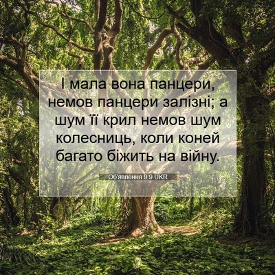 Picture 07 - Об'явлення 9:9 UKR - І мала вона панцери, немов - Bible Verse Picture