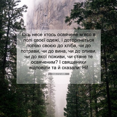 Picture 07 - Огій 2:12 UKR - Ось несе хтось освячене - Bible Verse Picture