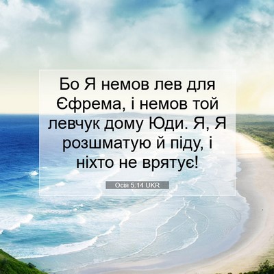 Picture 07 - Осія 5:14 UKR - Бо Я немов лев для Єфрема, і - Bible Verse Picture