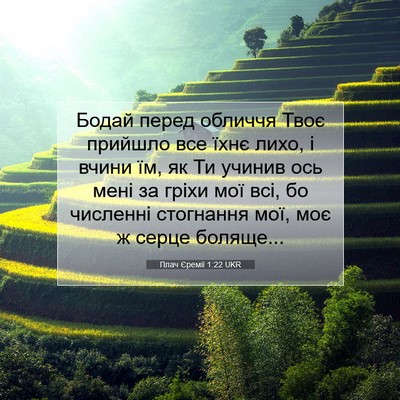 Picture 07 - Плач Єремії 1:22 UKR - Бодай перед обличчя Твоє - Bible Verse Picture