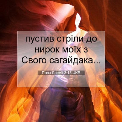 Picture 07 - Плач Єремії 3:13 UKR - пустив стріли до нирок - Bible Verse Picture