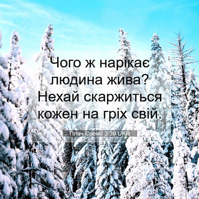 Picture 07 - Плач Єремії 3:39 UKR - Чого ж нарікає людина жива? - Bible Verse Picture