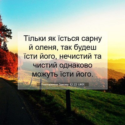 Picture 07 - Повторення Закону 12:22 UKR - Тільки як їсться сарну й - Bible Verse Picture