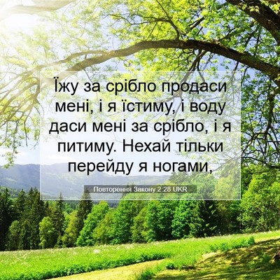 Picture 07 - Повторення Закону 2:28 UKR - Їжу за срібло продаси мені, - Bible Verse Picture