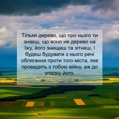 Picture 07 - Повторення Закону 20:20 UKR - Тільки дерево, що про нього - Bible Verse Picture