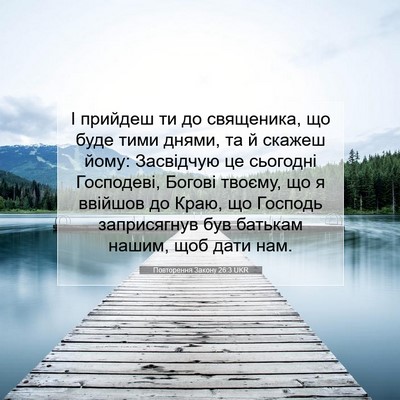 Picture 07 - Повторення Закону 26:3 UKR - І прийдеш ти до священика, - Bible Verse Picture