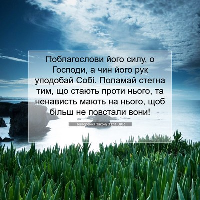 Picture 07 - Повторення Закону 33:11 UKR - Поблагослови його силу, о - Bible Verse Picture