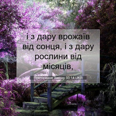 Picture 07 - Повторення Закону 33:14 UKR - і з дару врожаїв від сонця, - Bible Verse Picture