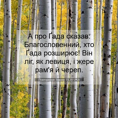 Picture 07 - Повторення Закону 33:20 UKR - А про Ґада сказав: - Bible Verse Picture