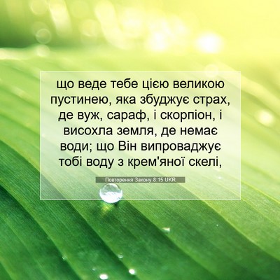Picture 07 - Повторення Закону 8:15 UKR - що веде тебе цією великою - Bible Verse Picture