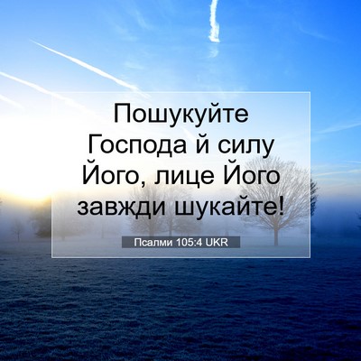 Picture 07 - Псалми 105:4 UKR - Пошукуйте Господа й силу - Bible Verse Picture