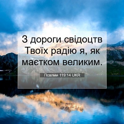 Picture 07 - Псалми 119:14 UKR - З дороги свідоцтв Твоїх - Bible Verse Picture