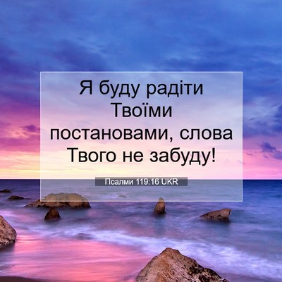 Picture 07 - Псалми 119:16 UKR - Я буду радіти Твоїми - Bible Verse Picture