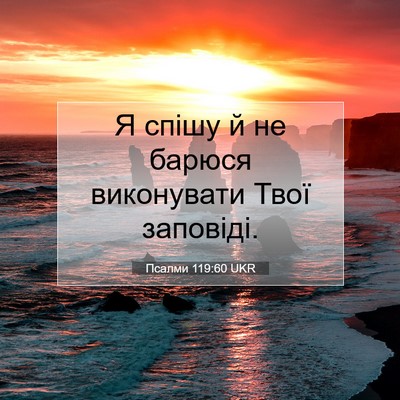 Picture 07 - Псалми 119:60 UKR - Я спішу й не барюся - Bible Verse Picture
