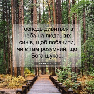 Picture 07 - Псалми 14:2 UKR - Господь дивиться з неба на - Bible Verse Picture