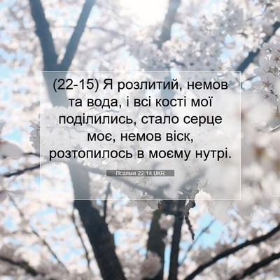 Picture 07 - Псалми 22:14 UKR - (22-15) Я розлитий, немов та - Bible Verse Picture