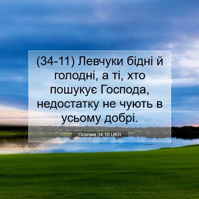 Picture 07 - Псалми 34:10 UKR - (34-11) Левчуки бідні й - Bible Verse Picture