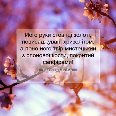 Picture 07 - Пісня над піснями 5:14 UKR - Його руки стовпці золоті, - Bible Verse Picture
