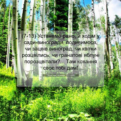 Picture 07 - Пісня над піснями 7:12 UKR - (7-13) Устанемо рано, й ходім - Bible Verse Picture