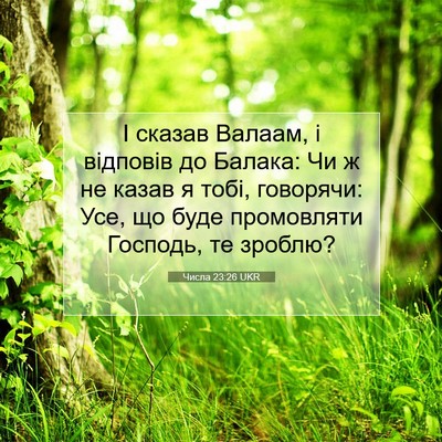 Picture 07 - Числа 23:26 UKR - І сказав Валаам, і відповів - Bible Verse Picture