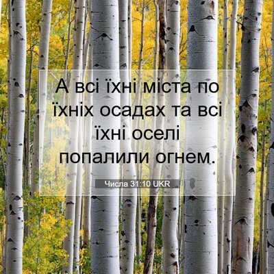 Picture 07 - Числа 31:10 UKR - А всі їхні міста по їхніх - Bible Verse Picture
