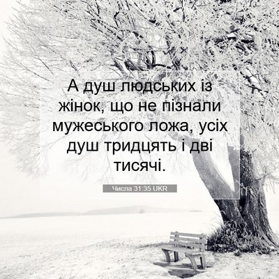 Picture 07 - Числа 31:35 UKR - А душ людських із жінок, що - Bible Verse Picture