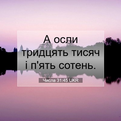 Picture 07 - Числа 31:45 UKR - А осли тридцять тисяч і - Bible Verse Picture