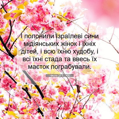 Picture 07 - Числа 31:9 UKR - І полонили Ізраїлеві сини - Bible Verse Picture