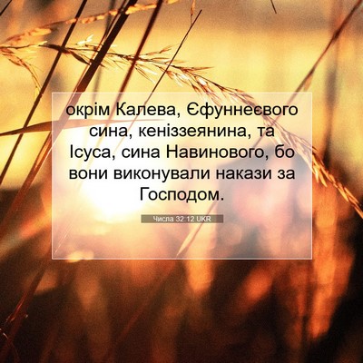 Picture 07 - Числа 32:12 UKR - окрім Калева, Єфуннеєвого - Bible Verse Picture