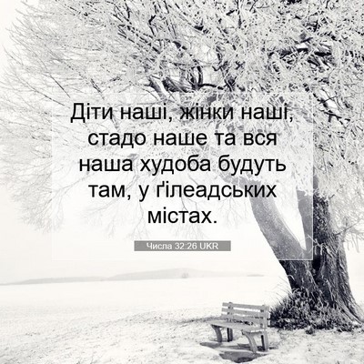 Picture 07 - Числа 32:26 UKR - Діти наші, жінки наші, - Bible Verse Picture