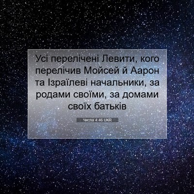 Picture 07 - Числа 4:46 UKR - Усі перелічені Левити, - Bible Verse Picture