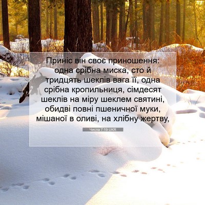 Picture 07 - Числа 7:19 UKR - Приніс він своє - Bible Verse Picture