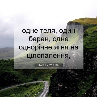Picture 07 - Числа 7:21 UKR - одне теля, один баран, одне - Bible Verse Picture