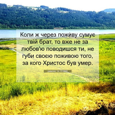 Picture 07 - римлян 14:15 UKR - Коли ж через поживу сумує - Bible Verse Picture