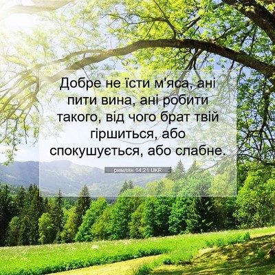 Picture 07 - римлян 14:21 UKR - Добре не їсти м'яса, ані - Bible Verse Picture