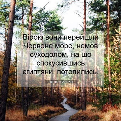 Picture 07 - євреїв 11:29 UKR - Вірою вони перейшли - Bible Verse Picture